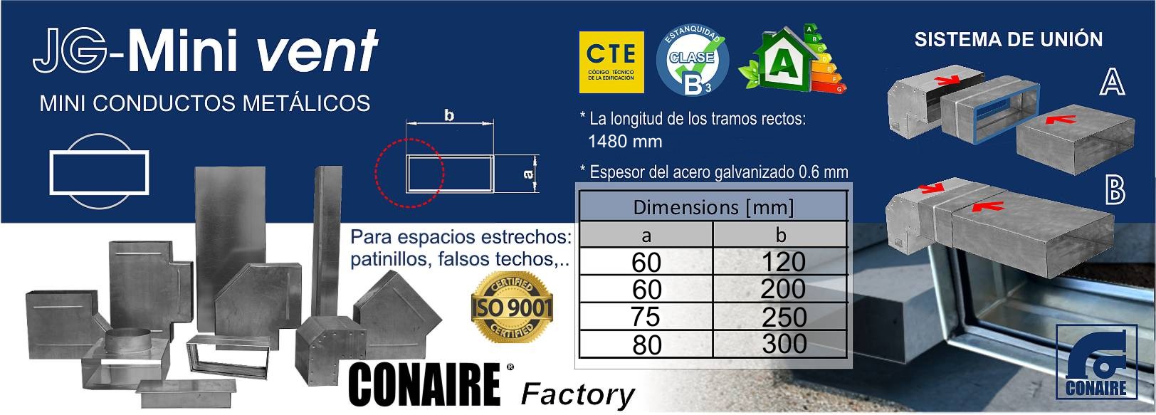 Conducto metálico mini vent